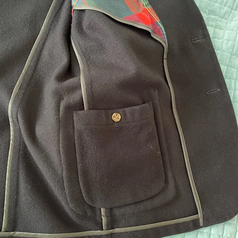 Brooks Brothers navy blue men’s blazer Jacket with Tartan details unlined casual